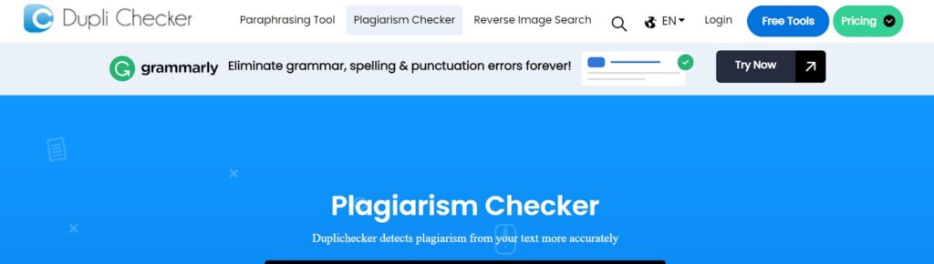 Duplichecker plagiarism tool screenshot