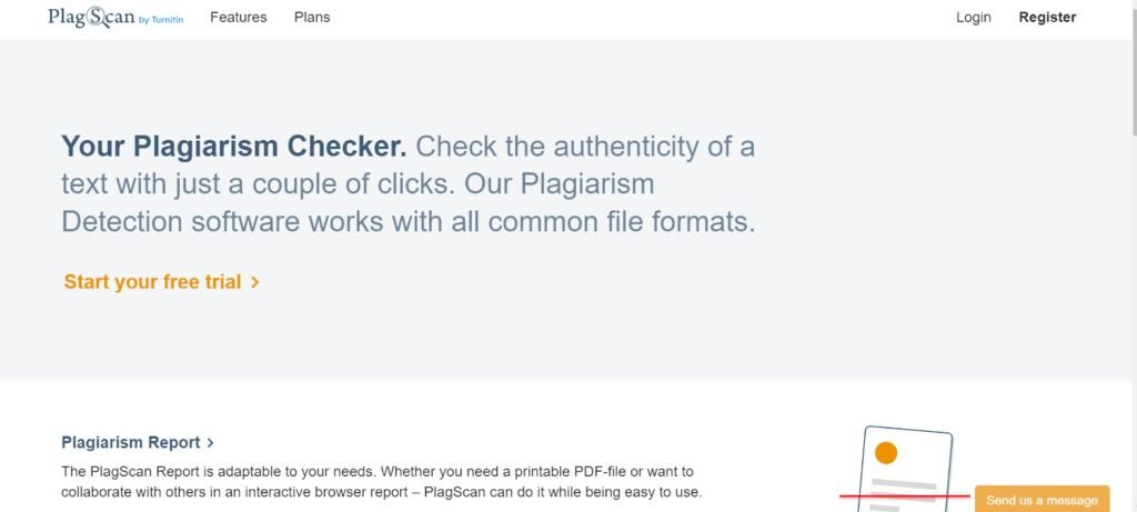 Plagscan Plagiarism checker tool screenshot 