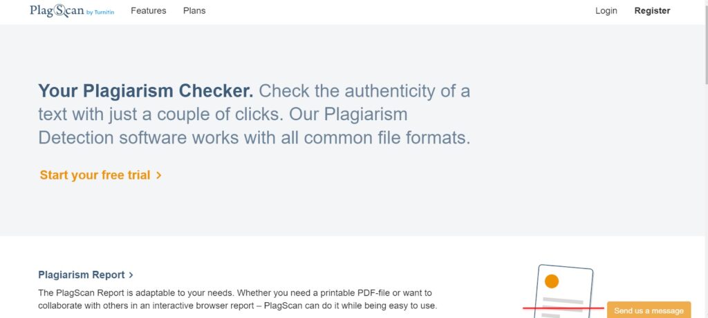 Plagscan Plagiarism checker tool screenshot 